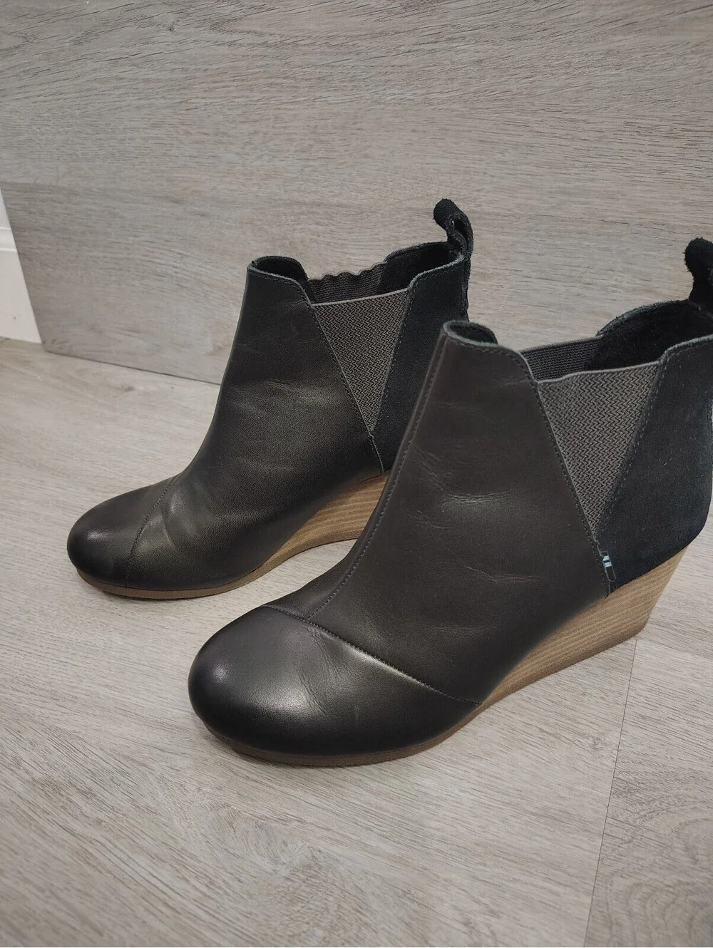 TOMS wedge booties. Black. Size 7.5